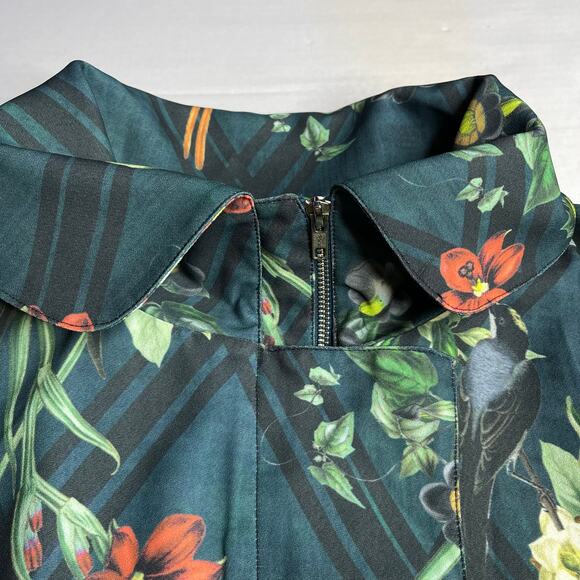 Anthropologie PatBo Kimono Sleeve Jacket size 12 Dark green botanical print - Picture 8 of 10